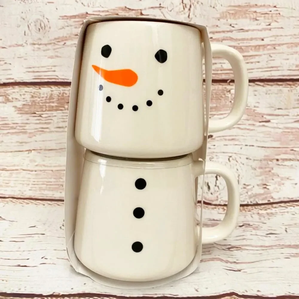 TARGET Bullseye's Playground Snowman Stacking Mug Set of 2 Holiday Winter